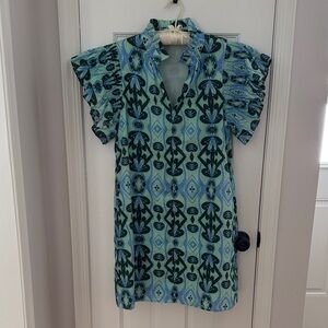 Blue and Green Patterned Dress